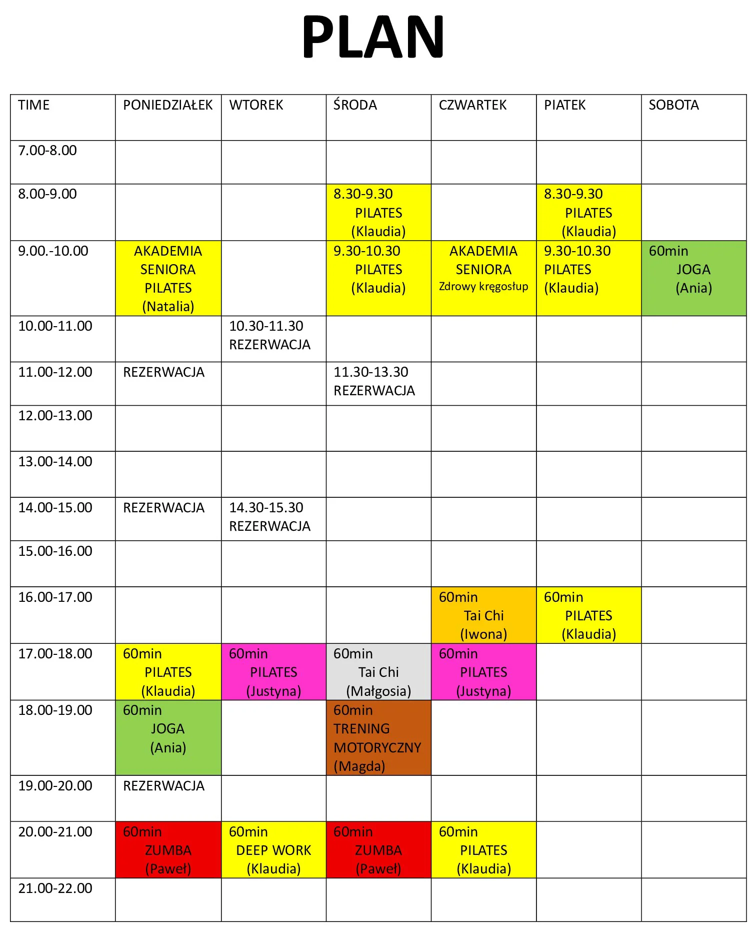 Nowy grafik zajęć fitness w Arrena Park!