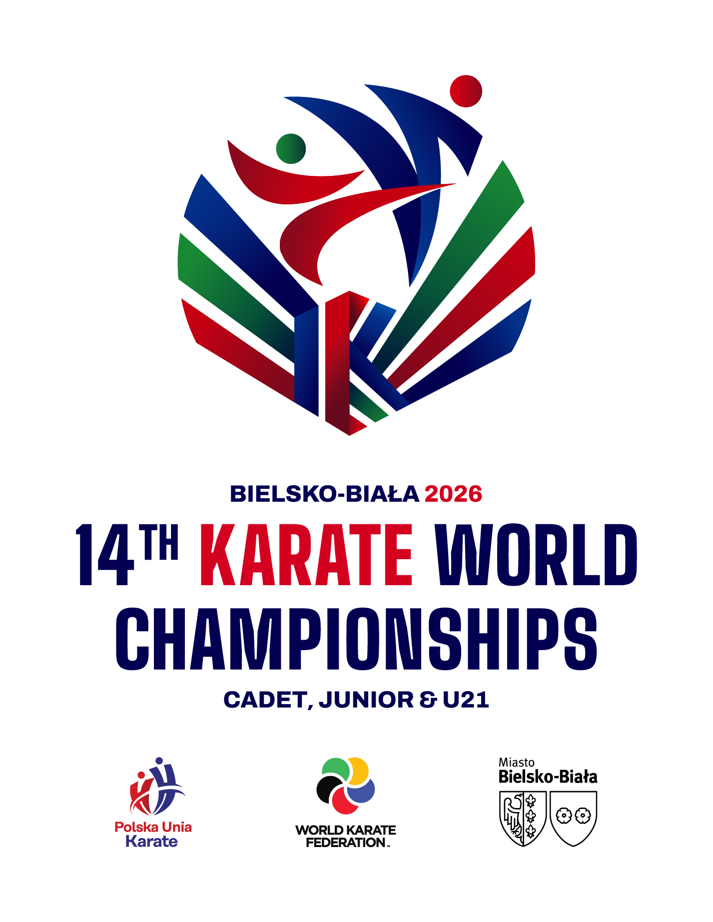 Logo 14. Mistrzostw Świata Karate Kadetów, Juniorów i U21 – Bielsko-Biała 2026